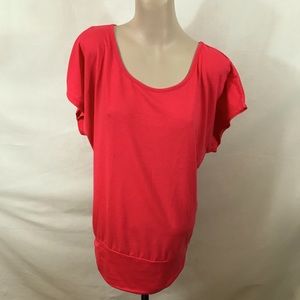 Maurices Size 6 Pink and Black lace back blouse